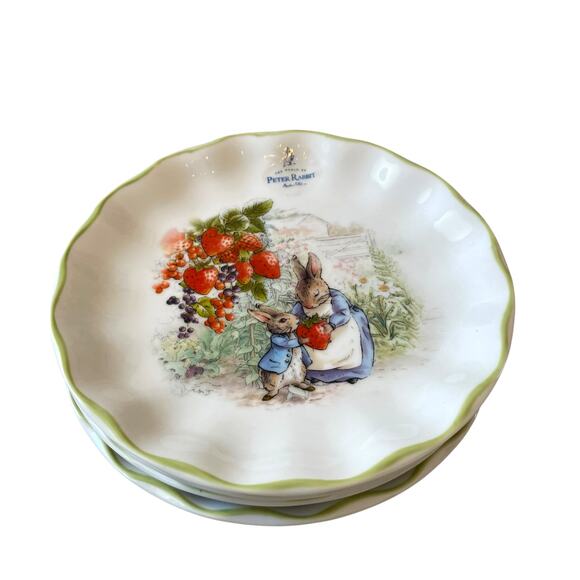 Beatrix Potter Peter Rabbit and Mother Strawberry 8” Salad Plates Set of 4 NEW - Picture 4 of 12